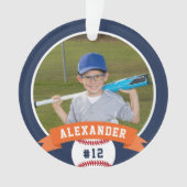 野球パーソナライズされたの写真とプレイヤーの統計 オーナメント (正面)