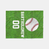 野球パーソナライズされたの少年の名前/ナンバーボーイズ フリースブランケット (正面(横))