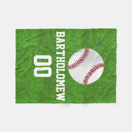 野球パーソナライズされたの少年の名前/ナンバーボーイズ フリースブランケット (正面(横))