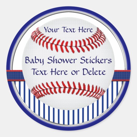 野球パーソナライズされたの赤ちゃんシャワーシール ラウンドシール (正面)