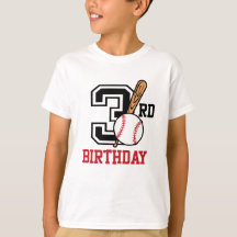 野球パーソナライズされたのtシャツの3回目の誕生日