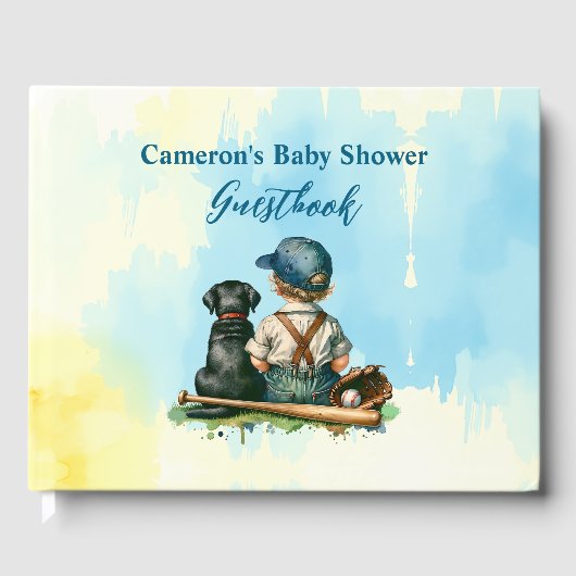野球パーソナライズされたをテーマにした赤ちゃんシャワー ゲストブック (正面)