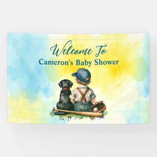 野球パーソナライズされたをテーマにした赤ちゃんシャワー 横断幕 (横)