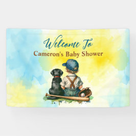 野球パーソナライズされたをテーマにした赤ちゃんシャワー 横断幕