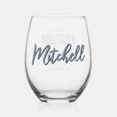 野球パーソナライズされたを見ることが幸せおもしろい ステムなしワイングラス (裏面)