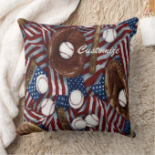 野球パーソナライズされたインザアメリカ装飾用クッション クッション (ブランケット)