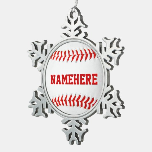 野球パーソナライズされたオーナメント スノーフレークピューターオーナメント (右)