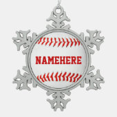 野球パーソナライズされたオーナメント スノーフレークピューターオーナメント (正面)