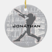 野球パーソナライズされたオーナメント セラミックオーナメント (裏面)