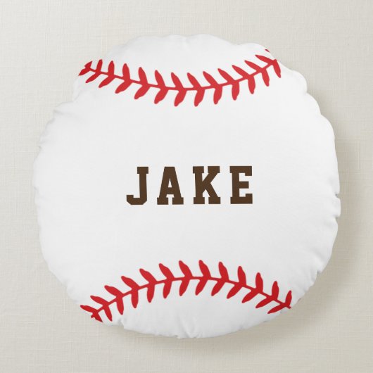野球パーソナライズされたキッズネームスポーツラウンドピロ ラウンドクッション (正面)