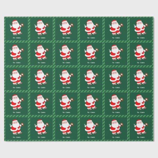 野球パーソナライズされたクリスマスホリデーギフト ラッピングペーパー (フラット)