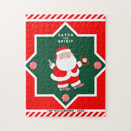野球パーソナライズされたクリスマス ジグソーパズル (縦)