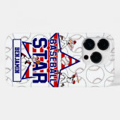 野球パーソナライズされたスターとストライプ Case-Mate iPhoneケース (裏面 (横))