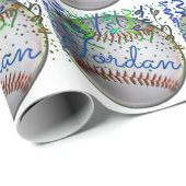 野球パーソナライズされたスポーツ誕生日 ラッピングペーパー (ロールコーナー)