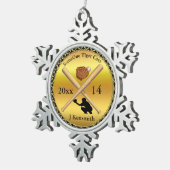 野球パーソナライズされたチャンピオンズリーグデザイン スノーフレークピューターオーナメント (右)