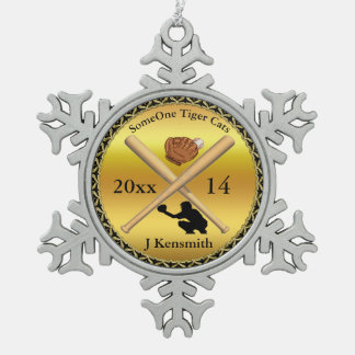 野球パーソナライズされたチャンピオンズリーグデザイン スノーフレークピューターオーナメント