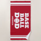 野球パーソナライズされたパパ父の日 ビーチタオル (正面)