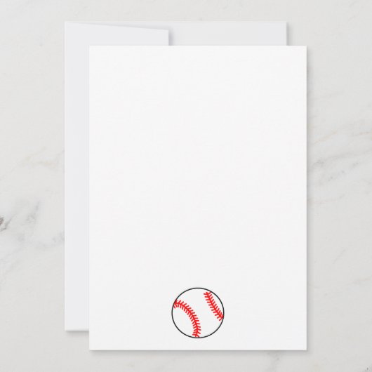 野球パーソナライズされたボールのノテカード サンキューカード (裏面)