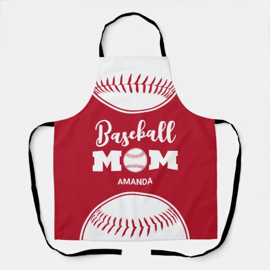 野球パーソナライズされたママ名前をカスタムする エプロン (正面)