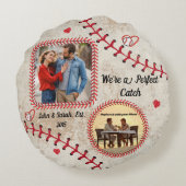 野球パーソナライズされたラウンドピロー – カスタム写真集 ラウンドクッション (裏面)