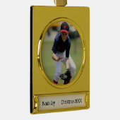 野球パーソナライズされた写真オーナメント-金ゴールドトーン ゴールドプレートバナーオーナメント (右)