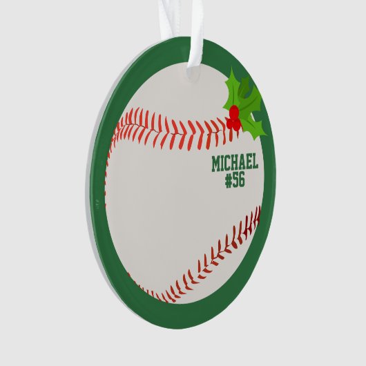 野球パーソナライズされた写真クリスマス オーナメント (正面)