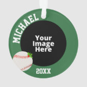 野球パーソナライズされた写真クリスマス オーナメント (裏面)
