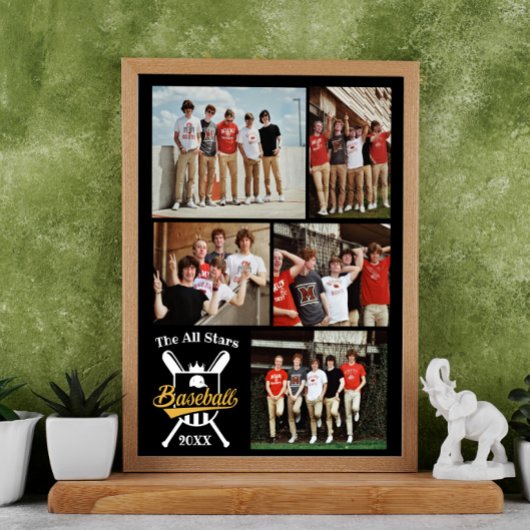 野球パーソナライズされた写真コラージュ名チーム# ポスター