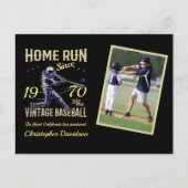 野球パーソナライズされた写真年名誕生日 インビテーションポストカード (正面)