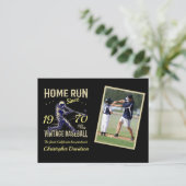 野球パーソナライズされた写真年名誕生日 インビテーションポストカード (スタンド正面)