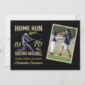 野球パーソナライズされた写真年名誕生日 招待状 (正面)