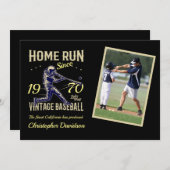 野球パーソナライズされた写真年名誕生日 招待状 (正面/裏面)