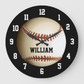 野球パーソナライズされた名前をカスタムする ラージ壁時計 (正面)