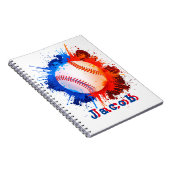 野球パーソナライズされた少年 ノートブック (右側)