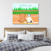 野球パーソナライズされた帽テディベアの男の赤ちゃん キャンバスプリント (インサイチュ (寝室))