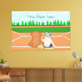 野球パーソナライズされた帽テディベアの男の赤ちゃん キャンバスプリント (インサイチュ (リビング))