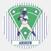 野球パーソナライズされた打者スターブルー ラウンドシール (正面)