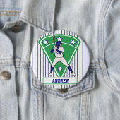 野球パーソナライズされた打者スターブルー 缶バッジ (インサイチュ)