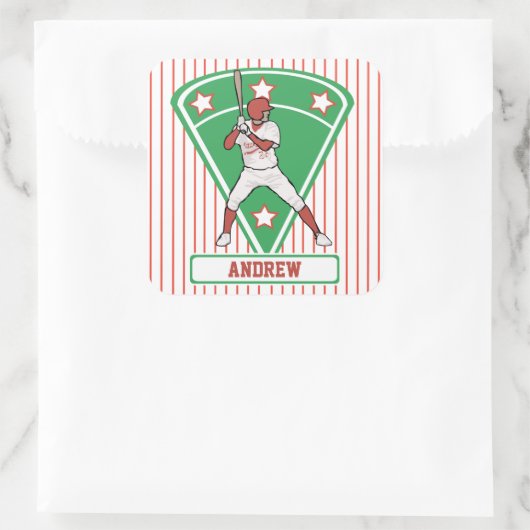 野球パーソナライズされた打者スターレッド スクエアシール (バッグ)