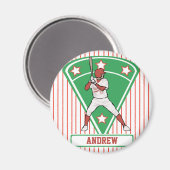 野球パーソナライズされた打者スターレッド マグネット (正面/裏面)