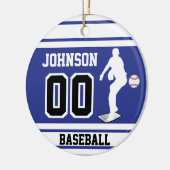 野球パーソナライズされた投手 |濃い青と白 セラミックオーナメント (左)