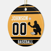 野球パーソナライズされた捕手 |金ゴールドと黒 セラミックオーナメント (左)