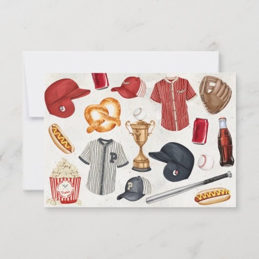 野球パーソナライズされた文房具ノートカード サンキューカード (裏面)
