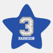 野球パーソナライズされた番号3 星シール (正面)