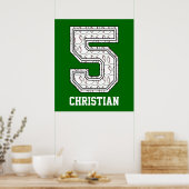 野球パーソナライズされた番号5 ポスター (キッチン)