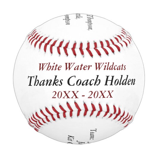 野球パーソナライズされた監督ありがとうギフト 野球ボール (正面)