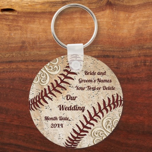 野球パーソナライズされた結婚式の引き出物、野球 キーホルダー (正面)