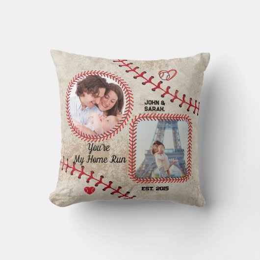 野球パーソナライズされた装飾用クッション-カスタム写真 クッション (正面)