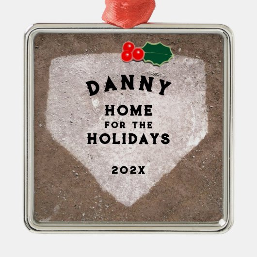 野球パーソナライズされた記念碑 メタルオーナメント (正面)