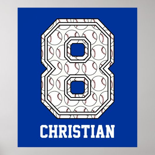 野球パーソナライズされた試合番号8 ポスター (正面)